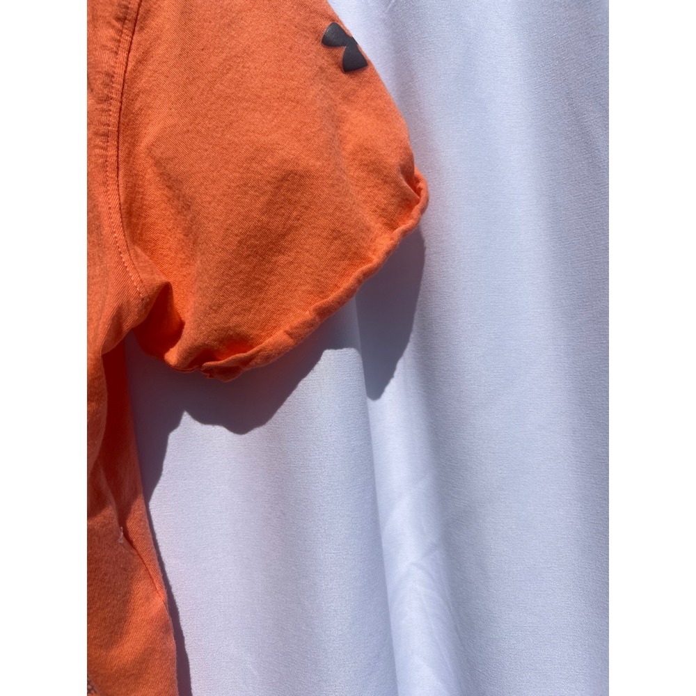 Under Armour HeatGear Orange Cropped Pocket T-Shirt Girls Youth Medium Graphic - Picture 5 of 15